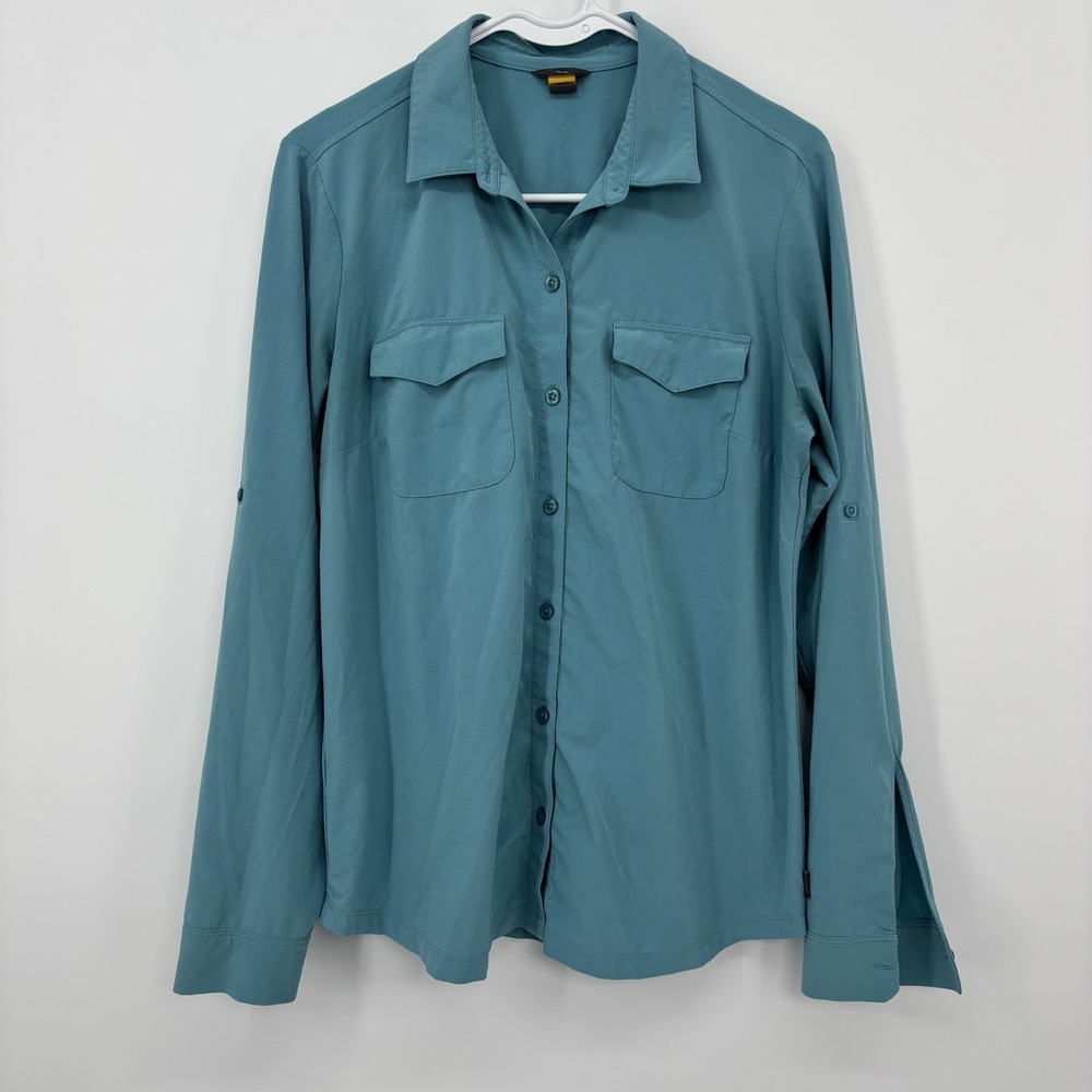 Eddie Bauer Womens Long-Sleeve Button Down Shirt Blue Size Medium Fishing Hiking